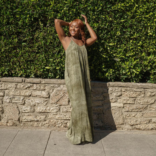 Olive Green Tie Dye Jumpsuit